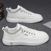 2024 Spring New Business Casual Leather Shoes Fashion Soft Sole Men's Skateboarding Shoes Versatile Walking Sports Shoes - white ash - View 1