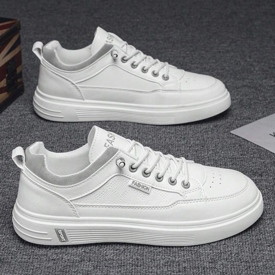 2024 Spring New Business Casual Leather Shoes Fashion Soft Sole Men's Skateboarding Shoes Versatile Walking Sports Shoes - white ash - View 1