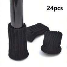 [Calcetines de punto antideslizantes para patas de silla] Juego de 4/24/32 piezas de calcetines de punto grueso de doble capa antideslizantes para patas de silla - Protectores de piso a rayas clásicos, cubiertas para reducción de ruido - Material de poliéster, multicolor