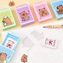 Caja de borradores de goma mágica de Capibara, borradores con diseño de Capibara de dibujos animados, útiles escolares divertidos para estudiantes de primaria - Multicolor - Ver 3