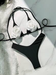 Women's Micro Triangular Halter Bikini Top And String Bottom