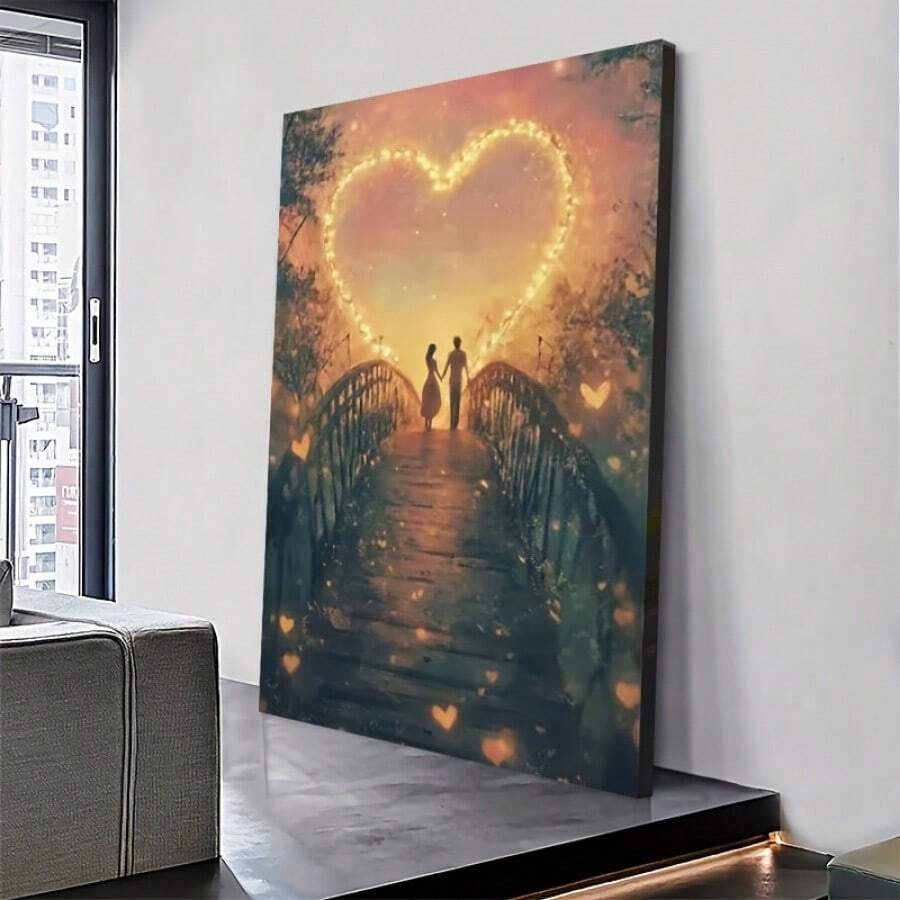 Lovers Love Canvas, Valentine's Day Decoration-1 Pc Wooden Framed Canvas Painting -  Thickness 2.25cm/0.9inch,Valentine's Day Decorations At Home,Valentine's Day,New Year,Home Gift Decoration, Room Decoration Aesthetic, Wall Decoration Art, Perfect Gift, Autumn And Winter Wall Decoration, Living Room Decoration, Bedroom Decoration, Kitchen Decoration, Entry Decoration, Bathroom Decoration, Direct Wall Painting, High Quality Wall Painting Poster ,Easter  Easter Decorations For Women - Multicolor - View 1