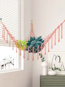 1Pc Homecoming Season Large Plush Toy Net Or Hammock, 55 Inch Toy Hammock, Macaron Plush Storage Corner Hanging Net Rack, Mesh Hammock With Hooks, Bedroom, Living Room Plush Storage Rack, Cotton And Linen Woven Plush Net, Plush Storage Bag, Large Plush Net - Multicolor - View 9