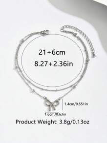 1pc Fashion Double-Layer Butterfly Stainless Steel Anklet, Elegant Sweet Sexy Foot Jewelry For Women, Beach Resort Accessories - Silver - View 11