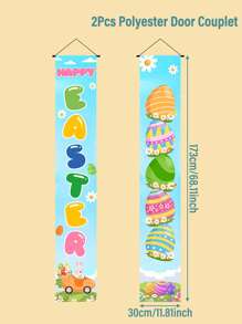 2pcs/Set Blue Easter Door Couplet, Color Egg Bunny Easter Polyester Door Hanging, Color Door Banners Porch Banners, Happy Easter Room Decorations Home Decor Backdrops, Easter Indoor/Outdoor Decorations Hanging Decorations Supplies, Spring Party Easter Party Decorations, Garden Decorations, Easter Gifts