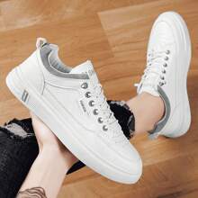 2024 Spring New Business Casual Leather Shoes Fashion Soft Sole Men's Skateboarding Shoes Versatile Walking Sports Shoes - white ash - View 2