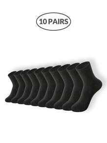 Paquete de calcetines de tripulación neutros de 5 tonos para hombres (1/5/10/15/20 pares) - Calcetines elásticos para el tobillo en gris oscuro/azul marino/negro/blanco/carbón con un ajuste transpirable y elástico para la oficina, el gimnasio, artículos de viaje esenciales