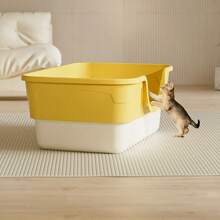 Extra große Katzenklo-Haube mit hohen Seitenwänden, spritzschutz, offener Oberseite, zweifarbig