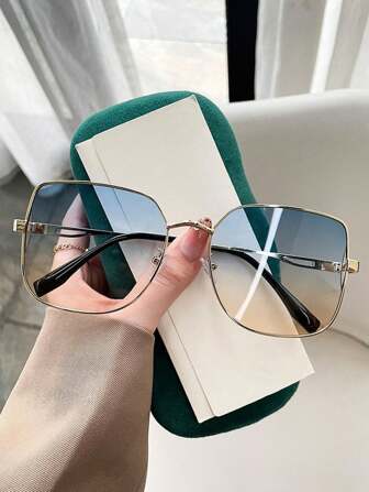 1pc New Fashion Metal Frame Fashion Glasses, Minimalist Stylish Unisex Glasses For Casual, Outdoor, Beach, Club Wear (Glasses Case Not Included)
