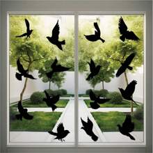 4 sets grote witte kolibrie, vlinder, blad raamstickers, anti-botsing vogel raamstickers, doorschijnende vogelafschrikmiddelen voor deuren, ramen, glas, huis, slaapkamer, lente, winkel, tuindecoratie, kantoor, klaslokaaldecoratie