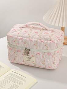 1Pc/Set Floral Pink Makeup Bag For Girls Makeup Bag Set Cosmetic Organizer Multi-Functional Storage Bag Clutch With Zipper Closure For Skin Care,Cosmetics,Lip Oil,Sunscreen Cream,Hand Cream,Headset,Coin,Stationery,Small Items Cute Makeup Bag Makeup Bags Makeup Case Make Up Bag Daily Commute Essentials Travel Essentials Cruise Essentials Dorm Essentials The Gift For Good Friends Birthday Gift Wedding Bridesmaid Gift Mom's Gift Teacher's Gift Back To School Supplies - Pink - View 16