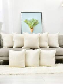 2 pièces/4 pièces/6 pièces Housses de coussin carrées vierges de type lin sans rembourrage, fermeture éclair cachée, housses de coussin décoratives DIY pour la chambre à coucher et le salon