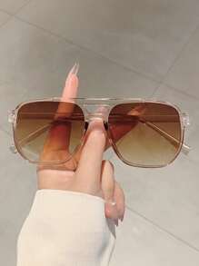 4pcs/Set Double Bridge Frame Glasses For Teens - Suitable For Vacation, Travel, Beach