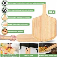 Gyreuni 5 PCS Large Pizza Stone Set,Heavy Duty 16" Pizza Stone For Oven And Grill With Handle Rack,Pizza Peel(OAK), Pizza Cutter Rocker & Cooking Paper,Large Baking Stone For Pizza, Bread - White - View 5