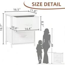 Somdot Nightstand With 2 Drawers, Bedside Table Small Dresser With Removable Fabric Bins For Bedroom Nursery Closet Living Room - Sturdy Steel Frame, Wood Top, Pull Handle - Black - White - View 3