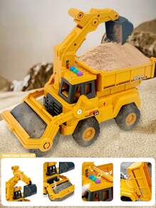 3-In-1 ABS Construction Vehicle Toy With Lights And Sounds, Includes Excavator, Dumper And Bulldozer Functions