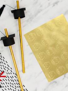 100Pcs Graduation Cap Design Embossed Stickers,Golden Self-Adhesive Congrats Grad Seals,Class Of 2025 Congrats Grad Decor,Gold Foil Graduation Labels,For Envelopes&Party Gift,Graduation Stickers,Graduation Party Supplies,Party Favor