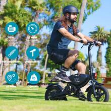 WIND HORSE 35 Miles PAS Range Electric Bike With Basket, 22MPH Ebike With 36V 8Ah Battery 715W Peak Motor, Dual Suspension, Single Motor Electric Bicycle For Women, 14" Folding Electric Bike Adjustable Seat For Teens