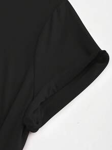 复活节只为爱耶稣的女孩仿刺绣设计黑色圆领短袖休闲牛奶丝 T 恤女士 - 黑色 - 查看 5