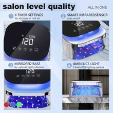 Lámpara de uñas LED UV inalámbrica, luz de esmalte de gel para secado de uñas recargable de 60 W, sensor inteligente, pantalla LCD, base desmontable, luz LED portátil para uñas con 30 cuentas y 4 configuraciones de temporizador para salón y hogar