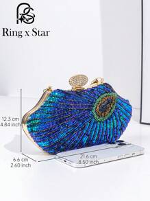 1 pieza Bolso de noche de mujer con forma de pavo real con lentejuelas, Brillante bolso de noche con forma de pavo real, se puede combinar con cheongsam, vestido de noche, para participar en varios eventos y fiestas, elegante bolso de noche