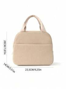 1pc Embroidery Customization Corduroy Lunch Bag, Solid Color Simple Insulated Lunch Bag, School Lunch Box, Food Bag, Casual Picnic Bag, Camping Bag, Cooler Bag, Suitable For Office, School, Leakproof, Portable Large Capacity, Suitable For Travel Picnic, Contracted,Funny,Kawaii,Y2K,Minimalist,Commuting,Business Casual,Basics,Custom,Personalized,Unique,Customized,For Anniversaries,For Birthdays,For Holiday/ Vacation,For Outdoors/Outings/Travel/Hiking/Stadium/Sports/Climbing,For Business/Commute/Work/Office,Travel,School Supplies,Back To School,School Gift,For Office,For School,For Classroom,For Teacher Gifts,For University,For Colleague,For Dorm Rooms,For Teacher,For Boys And Girls,For Teenagers,Junior High School Students,Middle School Students,High School Senior High School Students,College Students,University Students,Freshman,Sophomore,Underclassmen
