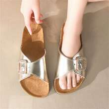 Sandalias de corcho suaves de moda de verano para mujer, sandalias casuales para interiores y exteriores de talla grande