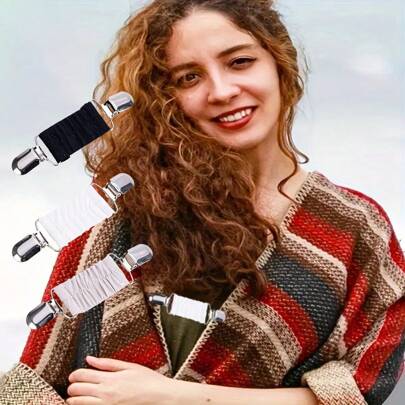 1pc/2pcs/3pcs 披肩夹 复古欧美风格水晶毛衣夹 防滑胸针围巾夹 合金配件