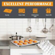 2Pcs Baking Sheet Pan Set, Joyfair Stainless Steel Cookie Sheets, Commercial Metal Pans Toaster Oven Tray Bakeware Roll/Bread/Bacon, Heavy Gauge, Rust-& Dishwasher Safe (9 Inch) - 16 inch - Xem 10