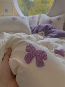 3pcs Embroidered Butterfly Bedding Set, Includes 1 Duvet Cover And 2 Pillowcases