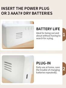 Touch LED Digital Temperature Clock, Alarm Clock, Multifunctional LED Clock, Battery-Powered And Plug-In Dual-Use Alarm Clock, Perpetual Calendar - White Body, Black Surface and Blue Text - View 10