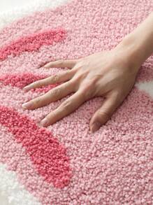 1件可爱粉色浴室地垫，蝴蝶结设计，柔软几何图案，加厚绒面情侣粉色浴室地毯，防滑TPR底面，高吸水性，易于清洁，可机洗，柔软舒适，适用于客厅、梳妆台、浴缸、淋浴房、洗手池、度假屋浴室装饰，厚实蓬松的玄关装饰 - 彩色 - 查看 8