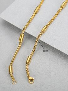 MONALLY 18K 镀金嘻哈时髦长链项链 1 件男孩项链不锈钢首饰最佳朋友礼物日常装饰西式风格（链节数量随机）