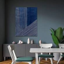 1Pc Neutral Abstract Boho Lines Canvas Wall Art Painting Geometric Pictures Wall Decor Modern Navy Blue Posters Print Artwork For Living Room Bedroom Office Home Decoration - 彩色 - 查看 2