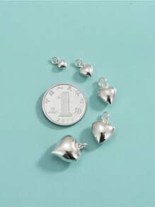 Colgante sólido de plata de ley 925 con diseño de corazón, accesorio para joyería DIY, cuentas y trenzado para pulseras