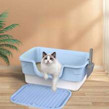 Extra große Katzenklo-Haube mit hohen Seitenwänden, spritzschutz, offener Oberseite, zweifarbig