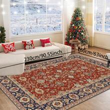 1pc Classic Style Retro Area Rug, 700g/Sqm Crystal Velvet, 5mm Thickness, Washable Non-Fading Carpet, Slip-Resistant, Suitable For Holidays And Any Space Including Hotel, Office, Sofa, Bedside, Kitchen, Laundry Room, Hallway, Porch, Entryway And Stairs Mother's Day