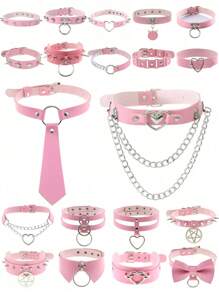 1pc Fashionable Adjustable Choker Necklace, Versatile Neck Chain, Pink Series, Perfect Gift Idea For Valentine's Day, Christmas, Suitable For Daily Wear, Festival, Party, Performance - Multicolor - View 12