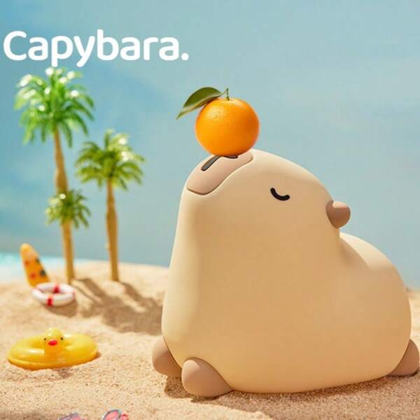 GLOOPRO Linda luz noturna LED Capivara, luz noturna de animal suave e inovadora, luminária de berçário infantil com 3 níveis de regulagem/temporização, abajur de cabeceira recarregável e sensível ao toque, decoração de quarto/dormitório, presente para meninos e meninas