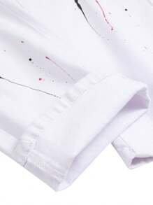 Jeans Stretch Holes Embroidered White Stretch Slim Shape Machine Washable Hand Wash-2025
