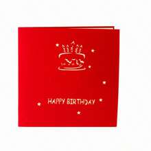 1pc 3D Pop Up Handmade Papercut Greeting Card, Creative Paper Sculpture Cake Birthday Blessing Small Gift - Multicolor - View 10