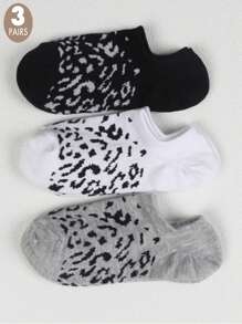 3pairs/6pairs/12pairsSet Multicolor Leopard Print Shallow & Anti-Slip & Sweat-Absorbing No-Show Women's Socks - Multicolor - View 4