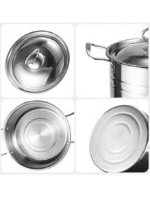 5-Piece Stainless Steel Cookware Set, Double Handle Stainless Steel Cookware Set, Cookware Set With Lid, Induction Cooktop, Stainless Steel Pot - Silver - View 3
