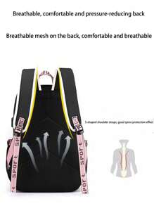 Cute Cartoon Capybara Backpack, Spacious Student Laptop Bag, School Backpack - Pink - View 6