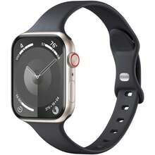 5 条硅胶超薄表带兼容 Apple Watch 表带 38 毫米 42 毫米 40 毫米 44 毫米 41 毫米 45 毫米 46 毫米 49 毫米，柔软超薄运动表带薄腕带兼容 Apple Watch Series 10/9/8/7/SE/6/5/4/3/2/1/Ultra 女士和男士 - 黑色 - 查看 1