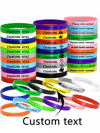 5/16/32/64/108 piezas Pulseras de silicona personalizadas de unicolor, pulseras deportivas personalizadas de goma para adultos, pulseras de silicona personalizadas adecuadas para fiestas, festivales, cumpleaños, eventos, texto personalizado pulseras para bodas, fiestas, eventos, deportes, elegantes, coloridas, vintage, simples, unisex, casuales, lindas, regalos ideales para él, regalos ideales para ella, novia, novio, papá, mamá, familia, amigos, para aniversarios, para cumpleaños, para graduaciones, para bailes de graduación, para fiestas
