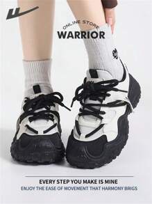 Warrior Comfortable Street Style Chunky Shoes For Women Spring And Summer Lightweight Comfortable Breathable Running Shoes Modest Style Casual Sneakers Applicable Throughout The Yearwear-Resisting All-Day Wear Training Sneakers - Beige/Black - View 7