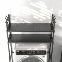 1pc 2-3 Tier Washing Machine Rack, Bathroom Over Toilet Space Saver Storage Organizer Shelf, Large Capacity Metal Storage Rack Home Bathroom Decor Back To School - Multicolor - View 5