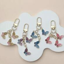 创意彩色蝴蝶钥匙扣，可爱锌合金油滴包包配件饰品，小礼品