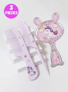 Set de 3 piezas/2 piezas de cepillos de pelo con diseño de unicornio morado al azar - Aptos para uso en seco y húmedo, adecuados para todo tipo de cabello, mango de plástico ABS duradero, opción de regalo perfecta - Multicolor - Ver 27